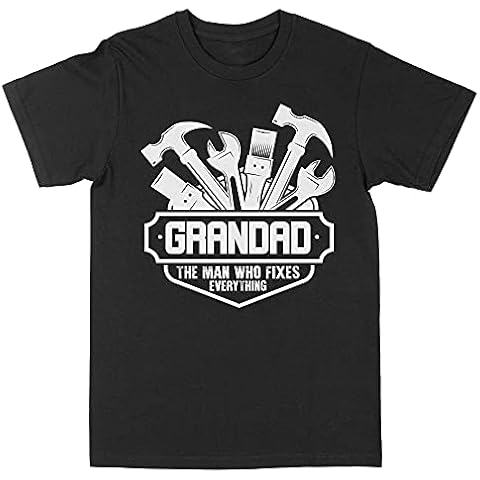 Print Cartel Grandad The Man Who Fixes Everything T Shirt, Funny Tshirt for Grandad Grandpa Papa Gifts Mens Birthday Top, M, Black Cover