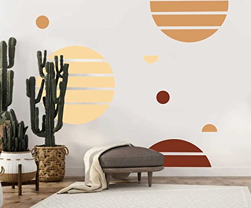 Abstract Circle Wall Decals Boho Circle Modern Polka Dot Decals Geometric Wall Stickers Removable Peel and Stick Wall Decals for Bedroom Living Room Office Decor