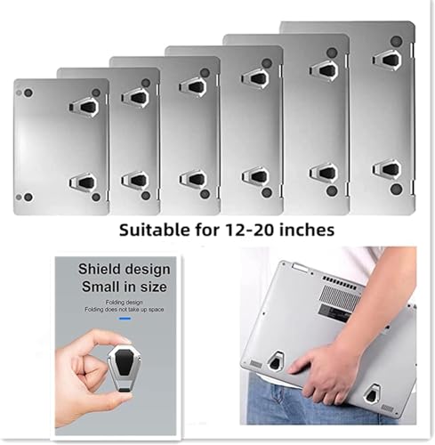 Image of Portable Laptop Stand for Desk, Foldable Aluminium Laptop Cooling Stand, Mini Invisible Laptop Riser Compatible with MacBook, Dell, HP, Lenovo, Acer - Lightweight Ergonomic Metal Stand