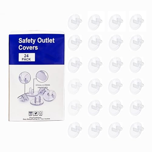 Image of WENPENG Baby Safety Clear Outlet Covers (24 Pack), Durable Plastic Plug Covers for Power Sockets, Child Proof Electrical Protector Safety Caps