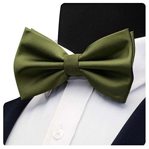 Image of GUSLESON Men's 3-pc Solid Color Bow Tie Gift Set - Double‑Fold Pre-Tied Bow Tie, Pocket Square, Cufflinks - Wedding Formal Party