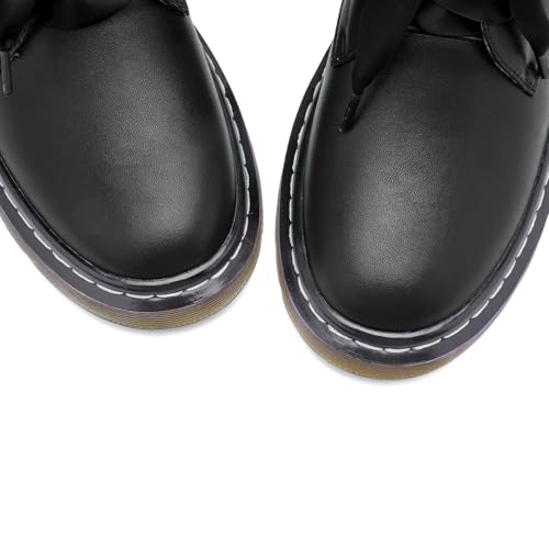 Image of IMPREMEY Mary Janes Oxford Bow Flats Loafers Shoes for Women Round Toe Platform Non-Slip Comfortable Casual Cute Shoes