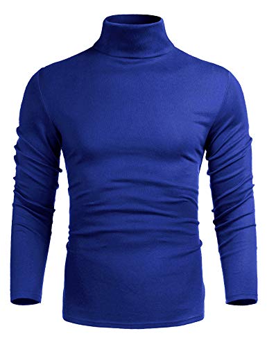 Image of Poriff Men's Casual Slim Fit Basic Tops Knitted Thermal Turtleneck Pullover Sweater
