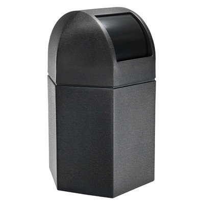 PolyTec 45-Gal Hex Waste Container with Dome Lid Color: Black