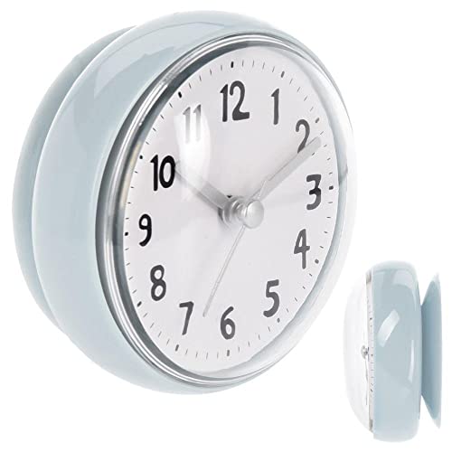 Vilde Reloj de pared para cuarto de baño con ventosa, impermeable, pequeño, azul, 7,5 cm Cover