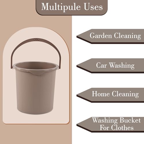 Image of Kuber Industries 25 Ltr Plastic Bucket for Bathroom | Sturdy and Easy Grip Handle | Big Bucket for Bathing | Magnite 25 | Beige
