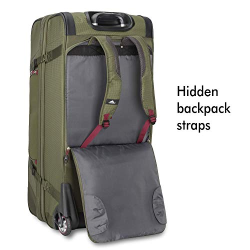 High Sierra AT8 Wheeled Upright Duffel Bag, Olive/Cranberry, 32-Inch