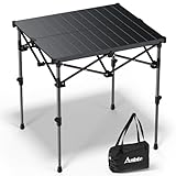 Anbte Campingtisch Klapptisch 67x58cm(LxB) Aluminium Aufrollbare Tischplatte mit 2 Höhen 44/70cm X-Frame Design bis 150KG Belastbar mit Aufbewahrungstasche für Picknick Garten Balkon