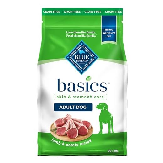 Blue Buffalo Basics Grain-Free Dry Dog Food for Adult Dogs, Limited Ingredient Diet, Lamb Recipe, 22-lb. Bag