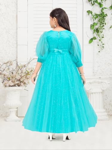 Robe filet en dentelle vert d'eau pour fille de 4 à 5 ans