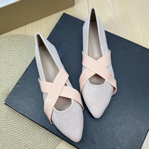 TN TANGNEST Women's Mary Jane Flat Shoes Retro Cross Strap Ballet Flats Comfortable Pointed Toe Slip On Flats2