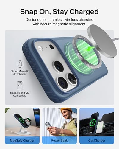 Image of Belkin iPhone 17 Pro Case | Magsafe, Slim, Anti-Yellowing, Anti-Scratch, 4M Drop Protection | 2 Years Warranty | Grip - Navy