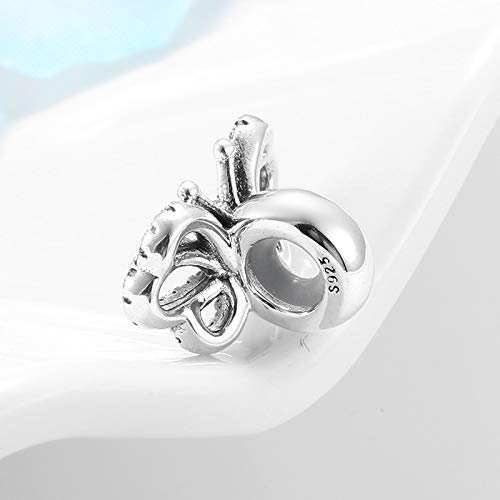 Image of Sparkling Spacer Charm Rubber Stopper Spacer Bead 925 Sterling Silver Clip Charm fit Pandora Style Charm Bracelets (Sparkling Butterfly Spacer)
