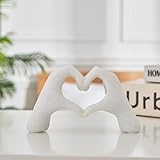OTARTU Heart Hands Sculpture for Living Room Décor, Mini Gesture Heart Decoration, Modern Love Statue Finger, Hands Heart Art Sculpture Home Wedding Decoration (Marble)