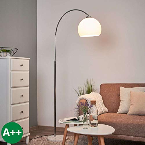 Lampadaire 'Sveri' (Moderne) en Blanc e. a. pour Salon & Salle à manger (1 lampe,à E27, A++) de Lindby | Lampadaire arqué, lampadaire arc, lampe sur pied, lampe de salon sur pied