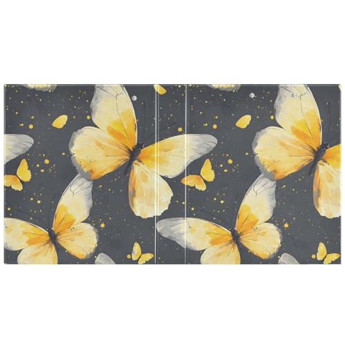 Image of 3 Ring Binder Butterfly Yellow Butterflies 1.5 inch Binders Three Ring Binders with Clipboard Fit 8.5'' x 11'' Paper 3 Interior PVC Clear Pockets for Office Supplies