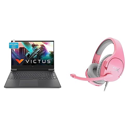 Image of HP Victus Gaming AMD Ryzen 5 5600H Processor 16.1 inch(40.9 cm) FHD Gaming Laptop & HyperX Cloud Stinger Pink