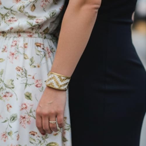 Image of Touchstone Indian Bollywood Desire Brass Base Exotic Workmanship Free Size Cuff Bracelet in Antique Gold Or White Or Copper Tone for Women.