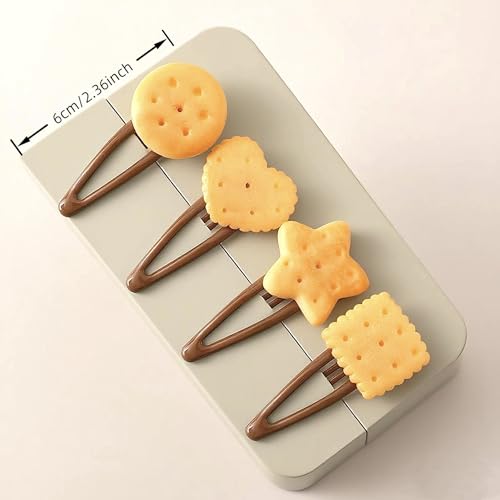 8 Pinzas de cabello con diseño de galleta divertido miniatura 4