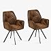 Produktbild MEUBLE COSY Esszimmerstühle Drehbar 2er Set Küchenstuhl Polsterstuhl Drehstuhl mit Armlehne Sessel aus Wildleder Metallbeine, Sitzbreite 49 cm, für Esszimmer Wohnzimmer, Arbeitszimmer, Braun