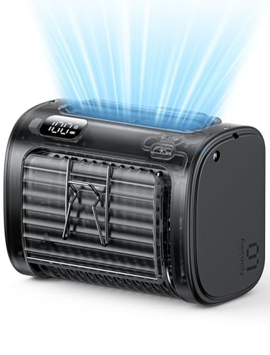 Image of Aecooly Wide-Airflow Portable Waist Fan, 30ft /s Powerful Airflow, 5 Speeds Clip On Belt Shirt Fan with Flashlight, Hands-Free Up to 18H Cooling for Outdoor, Hiking, Jobsite, Farms, Gift for Men-Black