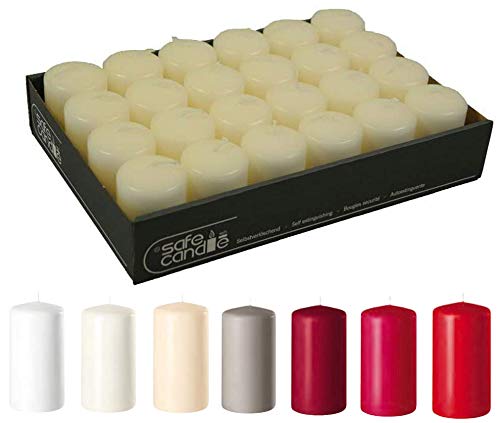 Bougies de l'Avent haut de gamme : lot de 24 bougies piliers en cire blanc laine