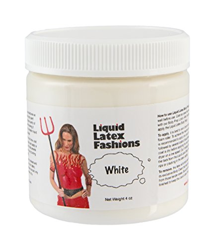 Liquid Latex Fashions Ammonia Free Body Paint for Adults and Kids, Zombie Skin Makeup, Ideal for Parties, Theater and Cosplay, Super Flexible, White- 4 Oz