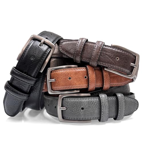 Men's Vegan Faux Leather Belt Classic Work Business Dress Belt 1-3/8"(35mm) wide2