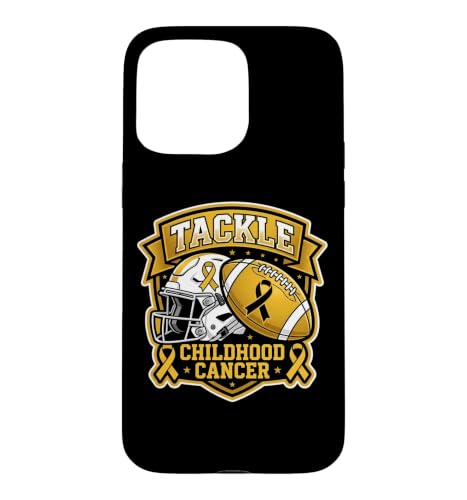 Tackle Childhood Cancer Awareness Football Gold Ribbon Case for iPhone 15 Pro Max