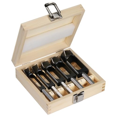 Vearter Wood Plug Cutter Set 5PCS Tenon Dowel Cutter Hex Shank Inner Dia 3/8 1/2 5/8 3/4 1 Tenon Maker Dowel Cutting Tools Drill Bits for Woodworking Furniture Making