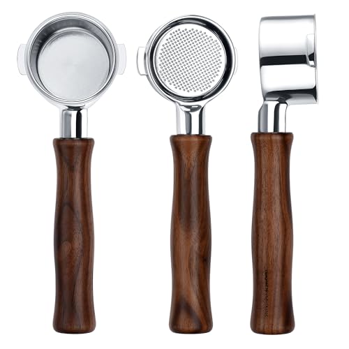 Image of Normcore 51mm Naked Bottomless Portafilter 2 Ears Fits Delonghi ECP3420 /EC155 /BCO430 /EC260 with 18g Basket Included, Genuine American Walnut Handle