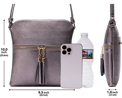 Image of Solene Womens Lightweight Medium Crossbody Purse with Tassel, Perfect Size Crossbody Bags for Daily Use, travel