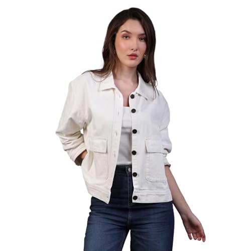 Image of Urbano Fashion Women's Relaxed Fit Full Sleeve Utility Denim Jacket