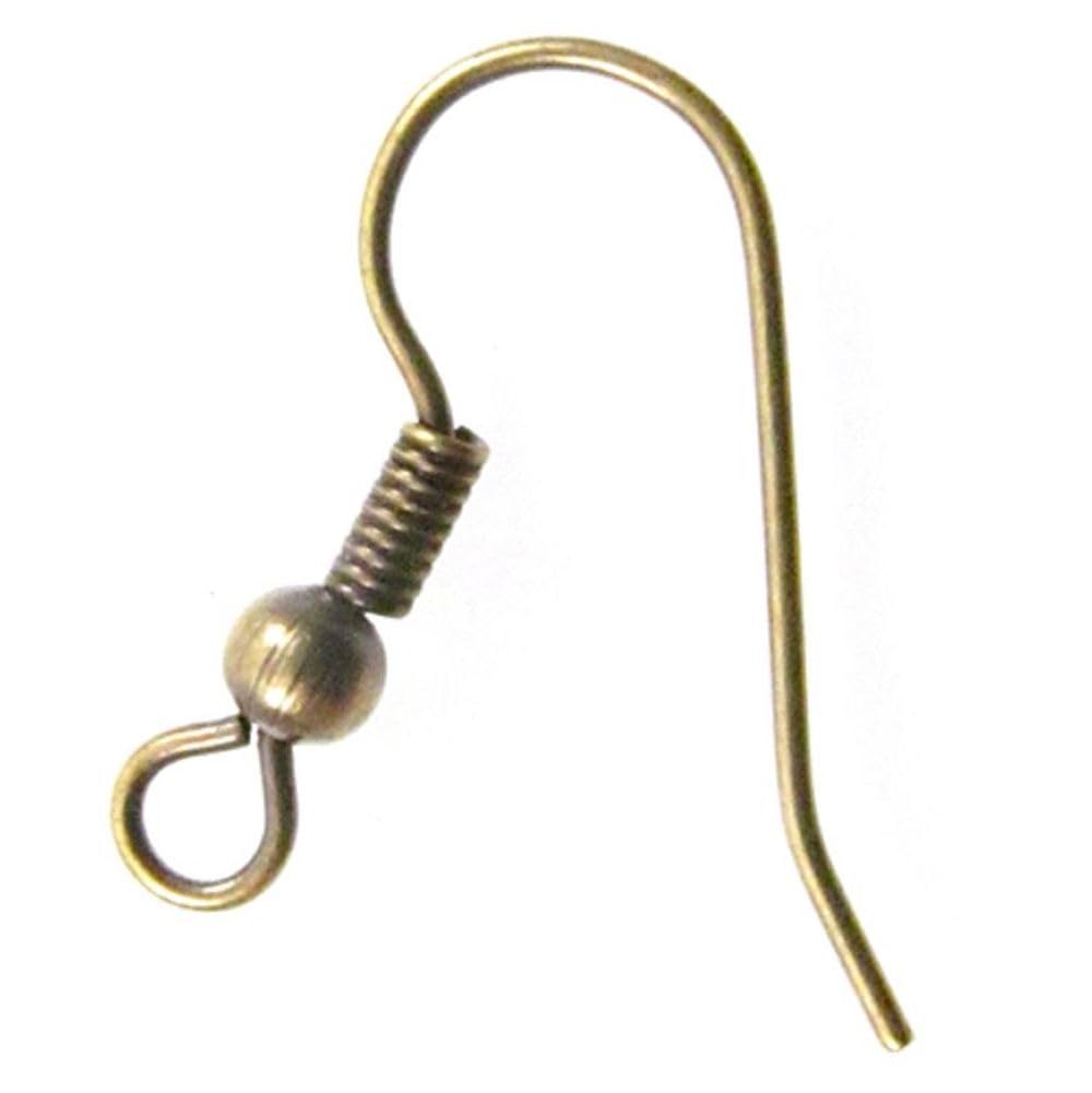 Adabele Bronze,Silver 100Pcs Hypoallergenic Earrings Fish Hooks Connectors 18Mm Ear Wires Earwire Antique Bronze Plated Brass Earrings Making Findings Cf20-4