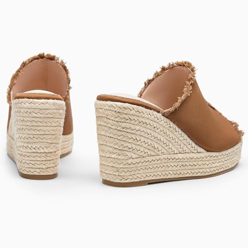 Image of Juliet Holy Womens Wedge Sandals Peep Toe Denim Slip On Backless Espadrilles Platform Sandal Shoes