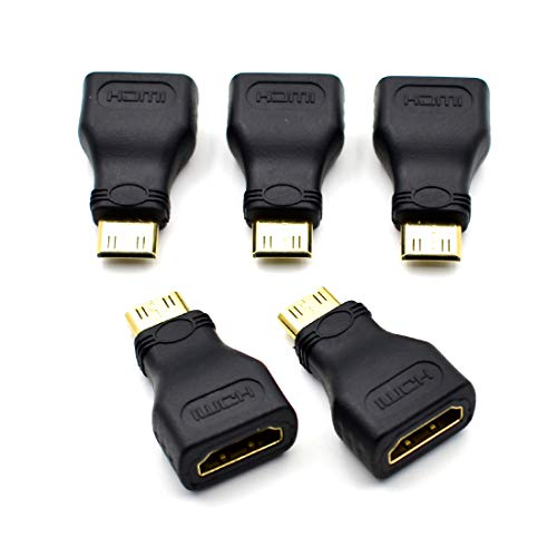 Bei Qian 5 Pack Gold Plated Mini HDMIi Male to HDMI Female High Speed HDMI Type C to Type A Compatible Adapter for Raspberry Pi Zero, Camera, Camcorder, DSLR, Tablet, Video Card