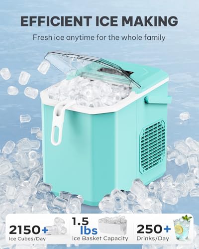 Image of Silonn Ice Maker Countertop, Portable Ice Machine with Carry Handle, Self-Cleaning Ice Makers with Basket and Scoop, 9 Cubes in 6 Mins, 26 lbs per Day, Ideal for Home, Kitchen, Camping, RV