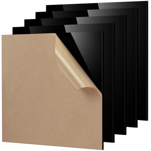 Image of Adrattnay Black Acrylic Sheets 1 /8 Thick, 5Pcs 6 x 6in Cast Acrylic Sheets 3mm for Laser Cutting, Opaque Acrylic Sheets Acrylic Panel with Protective Paper for Laser Engraving Material DIY Crafts
