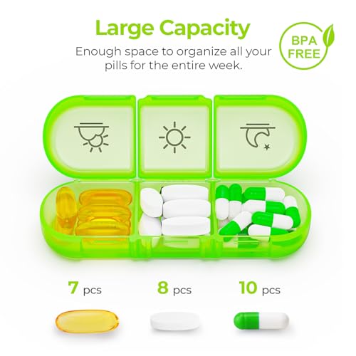Image of AUVON Weekly Pill Organizer 3 Times a Day, Large 7 Day Pill Box 3 Times a Day with Separate Container, Portable Pill Case for Medication, Vitamins, Fish Oil and Supplements