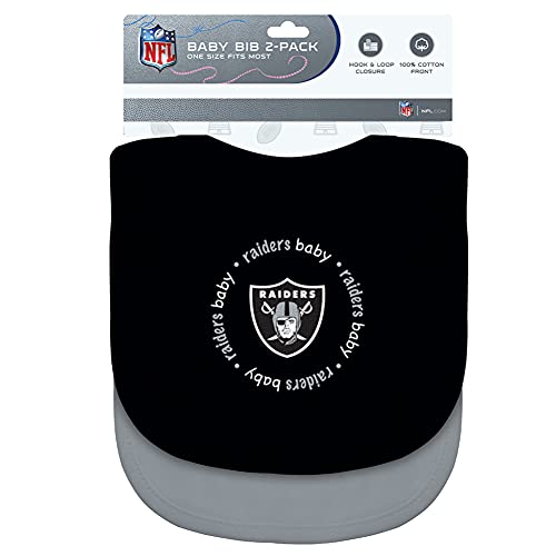 Baby Fanatic NFL Raiders 2-Pack Bibs, One Size, Team Color