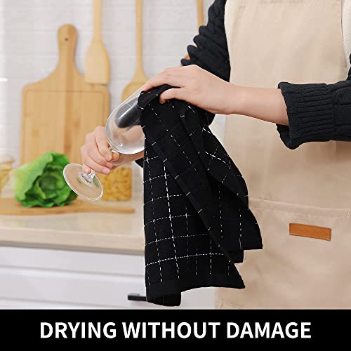 Homaxy-Kitchen-Towels-and-Dishcloths-Set-12-x-12-and-13-x-28-Inches-Set-of-8-Bulk-Cotton-Terry-Kitchen-Towels-Set-Checkered-Designed-Soft-and-Super-Absorbent-Dish-Cloths-Black