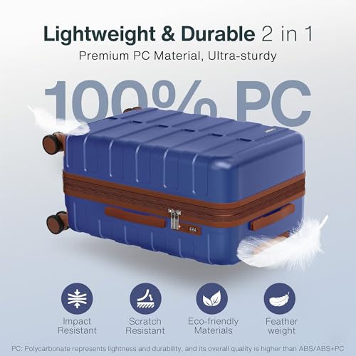 Luggage Sets 3 Piece Polycarbonate Ultra Durable and Travel Packing Organizers Lightweight Practical Travel Set, Classic Blue3