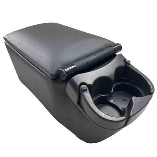 MOOSUN Universal Truck Seat/Bench Contractor Center Console Business Organizer and Storage with Adjustable Cup Holders, Clip Board, and Padded Top Lid for Armrest, Grey