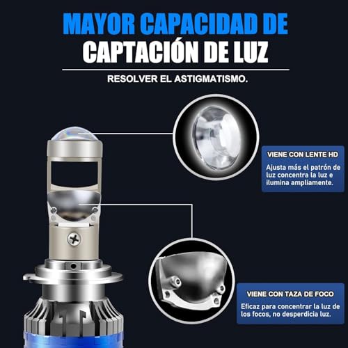 Image of H4 /9003 /HB2 LED Headlight Bulbs Universal H4 100W Led Headlight Lens Projector Bulb H4 /9003 /HB2 LED Headlight Bulbs with Mini Projector Lens Hi /Lo Beam With Cooling Fan For Cars (HJ G 100 WATT)