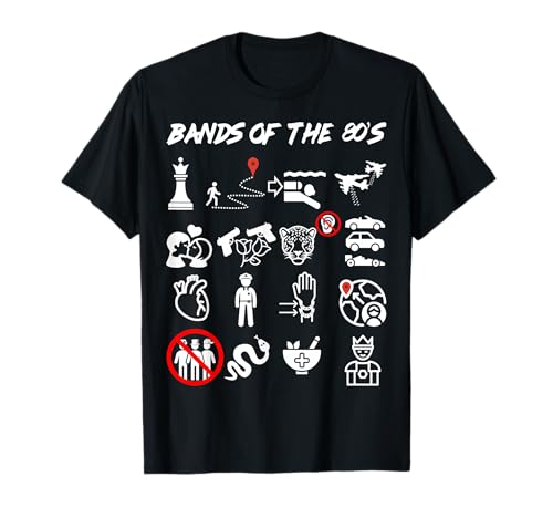 Funny Nerdy Iconic Pop Rock Bands of The 80s White T-Shirt