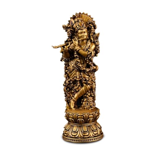 Image of Artarium Handcrafted Standing Krishna Ji Lord Krishan Idol Resin Made Laddu Gopal Murti Kanha Ji Murti for Car Dashboard Home Decor Decorative Showpiece Pooja Room Temple (Antique Krishna 4 Inch)