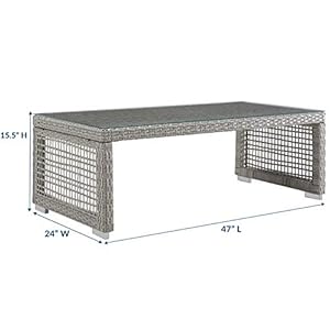 Modway Aura Wicker Rattan Outdoor Patio Tempered Glass Coffee Table in Gray Modway Aura Wicker Rattan Outdoor Patio Tempered Glass Coffee Table in Gray