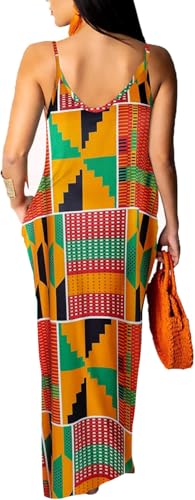 Image of Women's Casual Summer Maxi Dresses Sleeveless Adjustable Spaghetti Strap Loose Plus Size Dresses
