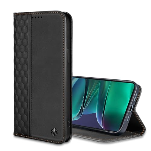 Image of Wallet Case for Motorola Moto G 5G 2025 6.6 inch - PU Leather Flip Cover with Card Holder Slots, Strong Magnetic Folio Kickstand Phone Case, Black