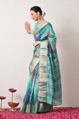 Image of MIRCHI FASHION Women Saree Cotton Silk Batik Block Printed | Breathable Office Wear and Regular Use Sari with Blouse Piece